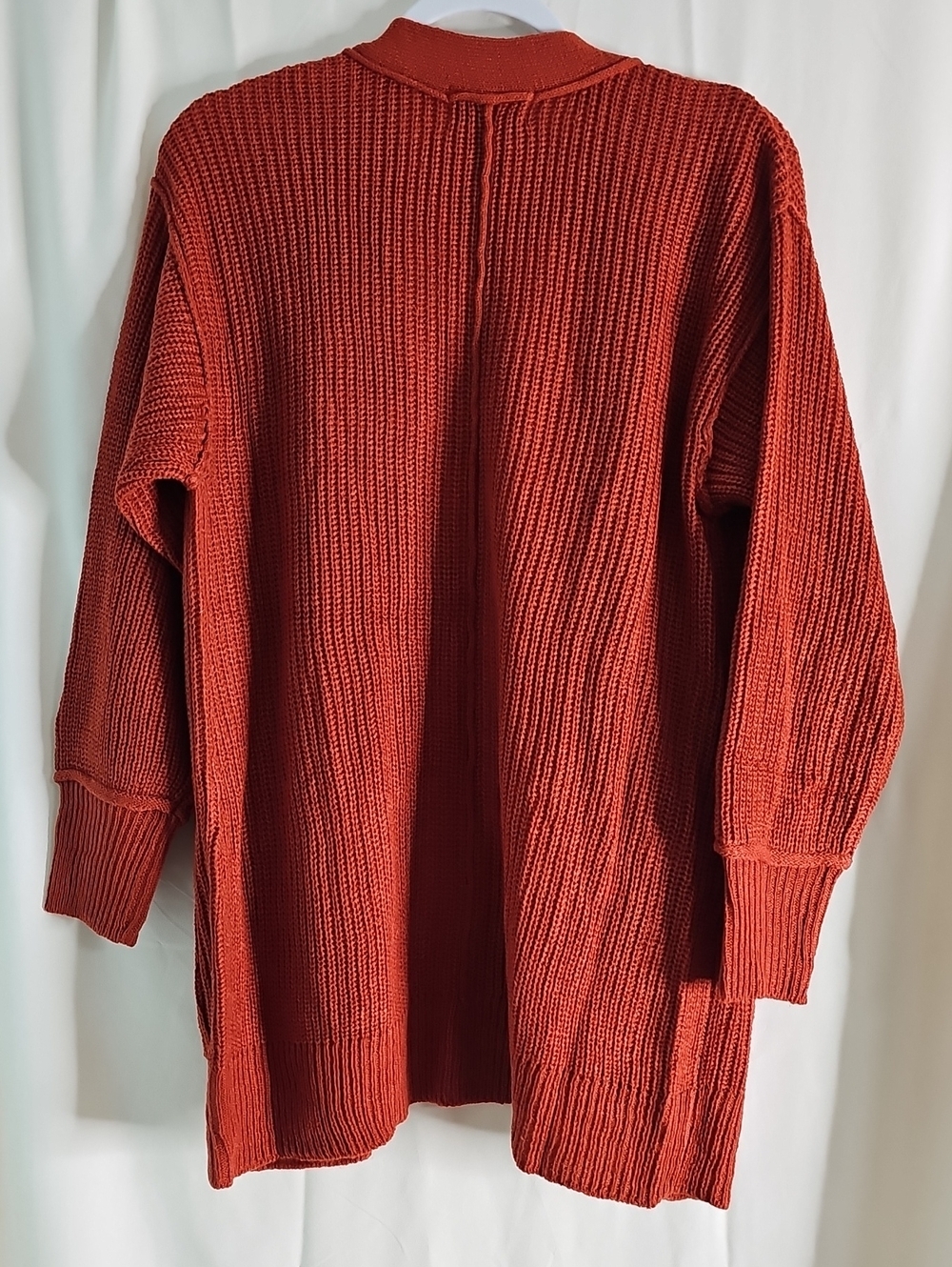 Alison Andrews Open-Front Chunky Cardigan Sweater - Rust - Picture 5 of 6